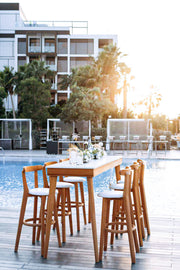 Wooden Bar Stool | Natural Wood Bar Stool with White Cushion