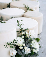 Medium Ottoman Velvet Pouf Beige | Modern Velvet Pouf