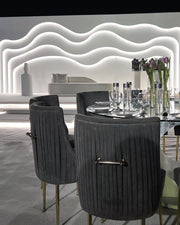 Beatrix Knop Handel Grey | Grey Velvet Fabric Upholstery Dinning Chair