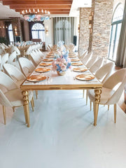 Gold Rectangular Wooden Top Table | Modern Rectangular Gold Dinning Table