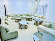 Glenna Armless 3 Seater Sofa Beige | Velvet Tufted Backrest Sofa