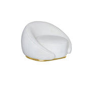 Beige Velvet Sofa with gold base on a white background