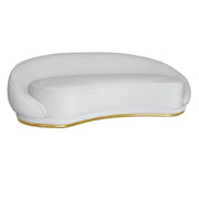 Abracci sofa with gold base on a white background