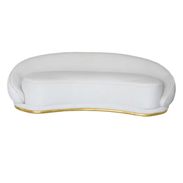 Abracci Beige Velvet sofa with gold trim on a white background