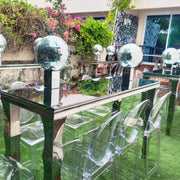 Bar/Perfume Silver Rec Table Mirror Top | Luxury Elegant Silver Perfume Table