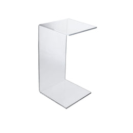 Clear acrylic coffee table on a white background