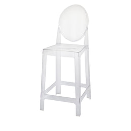 Clear plastic bar stool on a white background