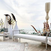 Back Curve Bride Bench White | Wooden Bride and Groom Sofa