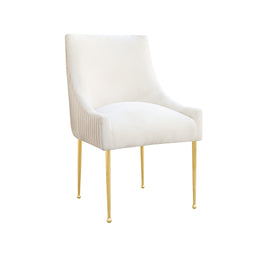 Beige chair with gold legs on a white background