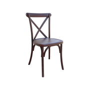 Wooden chair with a cross-back design on a white background