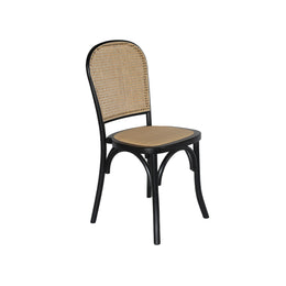 Chair with wicker backrest and seat on a white background