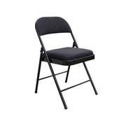 Black folding chair on a white background