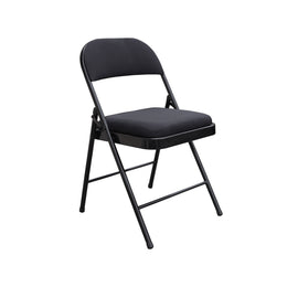 Black folding chair on a white background