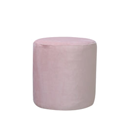 Blush Pink Velvet ottoman pouf on a white background