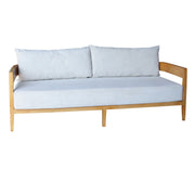 Wooden sofa with  cushions on a white background