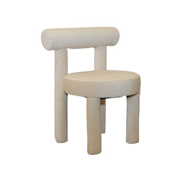 Beige chair with a minimalist design on a white background