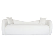 Beige sofa with two cushions on a white background