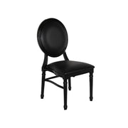 Black chair with round backrest on a white background