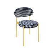 Duke Chair with Black and White Pattern | Open Back Dining Chair | Glam Style Upholstered Chair