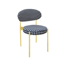 Duke Chair with Black and White Pattern | Open Back Dining Chair | Glam Style Upholstered Chair