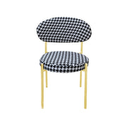 Duke Chair with Black and White Pattern | Open Back Dining Chair | Glam Style Upholstered Chair
