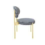 Duke Chair with Black and White Pattern | Open Back Dining Chair | Glam Style Upholstered Chair