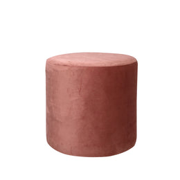 Dusty rose Velvet ottoman Pouf on a white background
