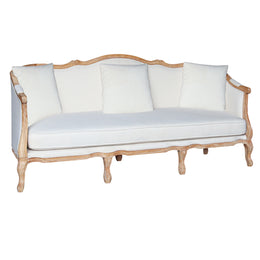 French Style 3 Seater Wooden Sofa | Classical Design Sofa with Cushions
