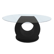 Giovanni Glass Top Black O shape Base Dinning Table | Elegant Unique Dinning Table