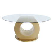 Giovanni Gold Dinning Table | Clear Tempered Glass Dinning Table | Gold Base Dinning Table