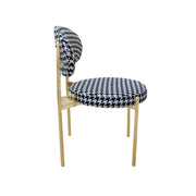 Chair with black and white checkered pattern on a white background
