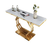 Glossy White Marble O Perfume Table | Marble Top Display Table