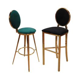 Gold Velvet Bar Stool - Green | Black