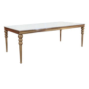 Gold Rectangular Wooden Top Table | Modern Rectangular Gold Dinning Table
