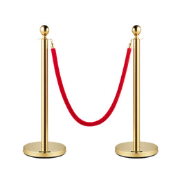 Golden Pole and Rope - Queue Pole | Red Carpet Rope Barrier