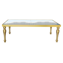 Gold Rectangular Mirror Top Table | Luxury Event Dinning Table