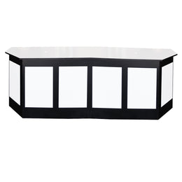 Black and white rectangular table with a glossy finish on a white background