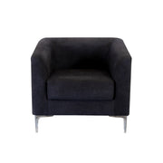 Latina Black Single Seater Sofa | Black Fabric Sofa with Chrome Metal