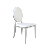 White chair with oval backrest on a white background