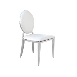 White chair with oval backrest on a white background