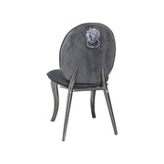 Lion Head Knocker Silver Grey | Grey Velvet Silver Lion Hook Dinning Chair