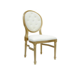 Louis Resin Chair Oval Tufted Back Gold | Modern Dinning Chair
