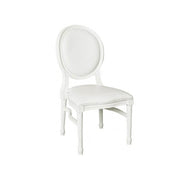 White chair with a round backrest on a white background