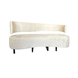 Beige curved bench on a white background
