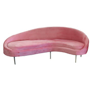 Pink curved sofa on a white background