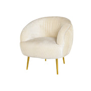 Beige armchair with gold legs on a white background