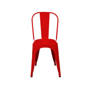 Red metal chair on a white background