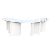 Mirror Top Table Halfmoon Table | Luxury Half Moon Mirror Top Dinning Table