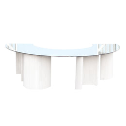 Mirror Top Table Halfmoon Table | Luxury Half Moon Mirror Top Dinning Table