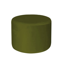 Green cylindrical ottoman on a white background